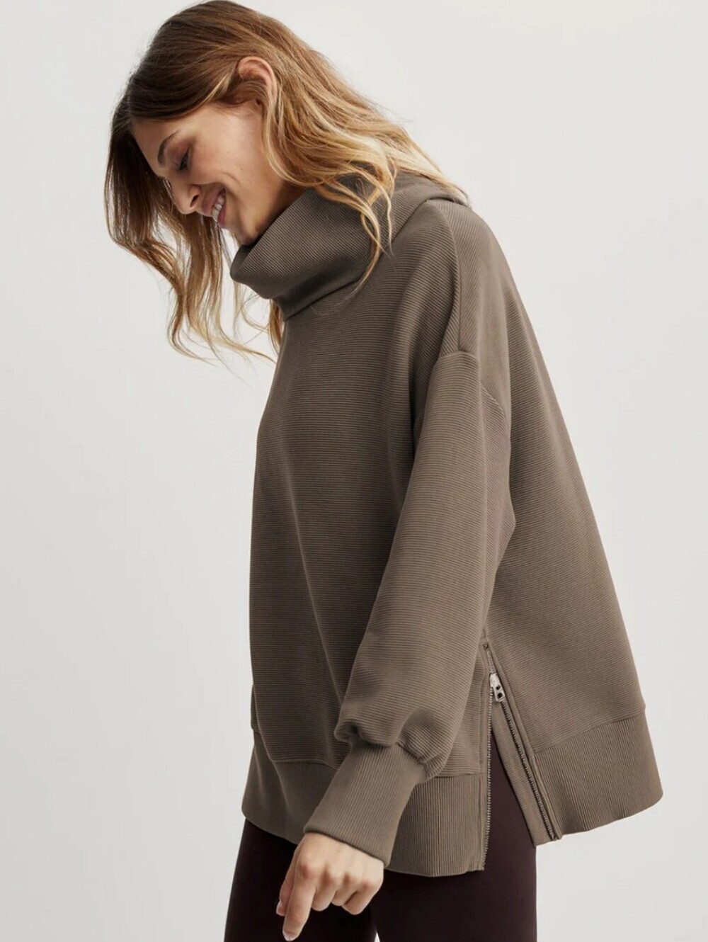 Anthropologie Varley Milton Sweatshirt Sweater Top Ottoman Stone Olive Large